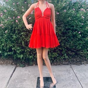 Rare Free People 100 Degree Mini Dress in Rome Red